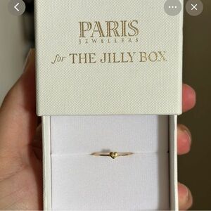Jilly Box Mini-Heart Diamond Ring solid 10k yellow gold size 7